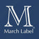 March Label company logo featuring a stylized white letter M on a dark blue background.