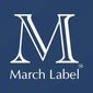 March Label company logo featuring a stylized white letter M on a dark blue background.