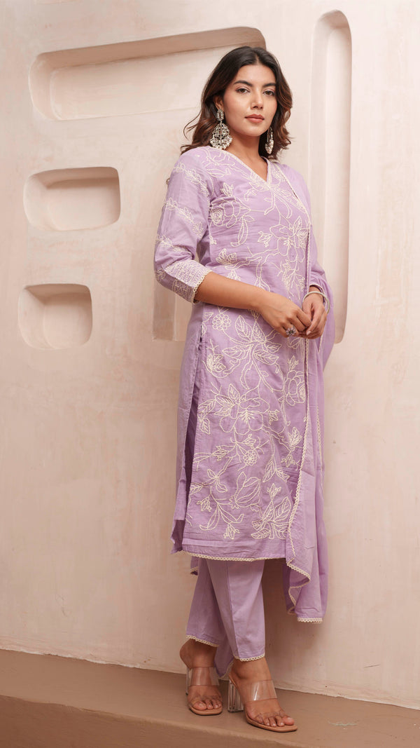 Mauve Lucknowi (Without Dupatta)