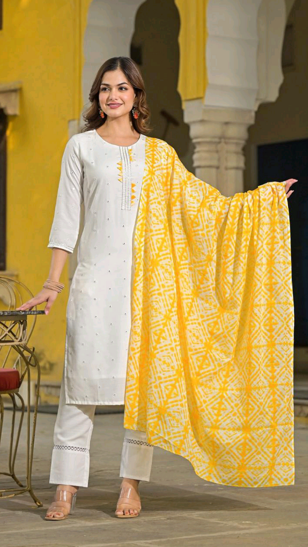 Ajmeri Yellow 3pc Set