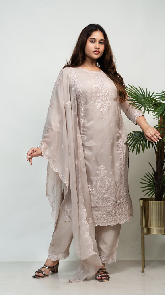 Mayu Dove 2pc Suit Set (Without Dupatta)