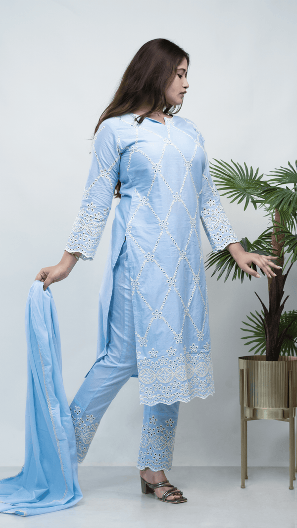 Blue Hakkoba 2pc Set (Without Dupatta)