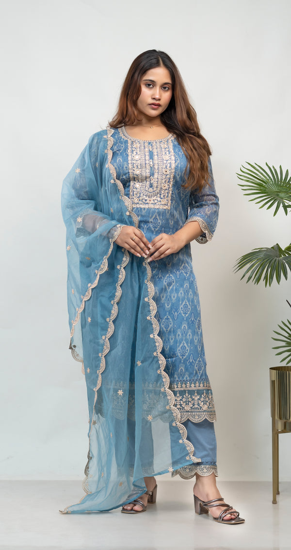 Azure Ekat Finish 2pc Set (Without Dupatta)