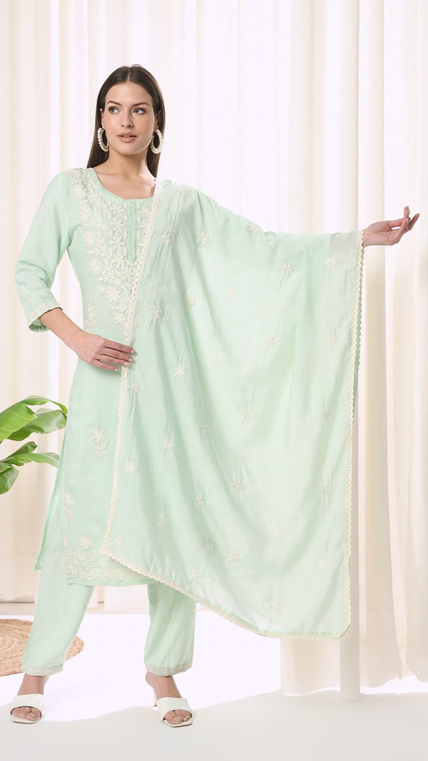 Parsi Pistachio 2pc Set (Without Dupatta)