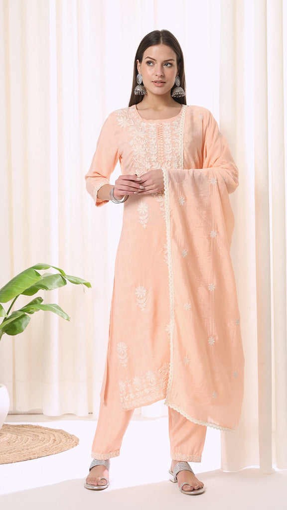 Coral Parsi 2pc Set (Without Dupatta)